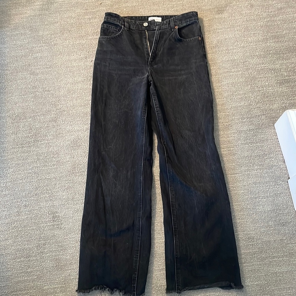 Black wide leg jeans high-waisted